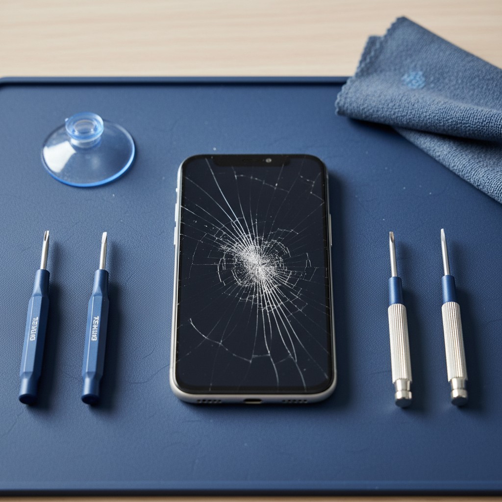 Fotografie eines reparaturbedürftigen iPhones